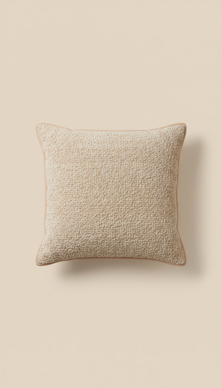 Boucle Cushion with Blush Piping