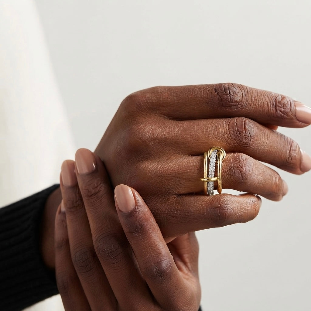 Three-Layer Stacked Zircon Ring