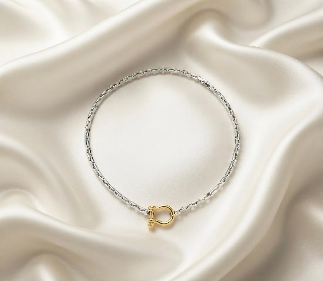 Horse shoe Shackle Necklace & Bracelet Set