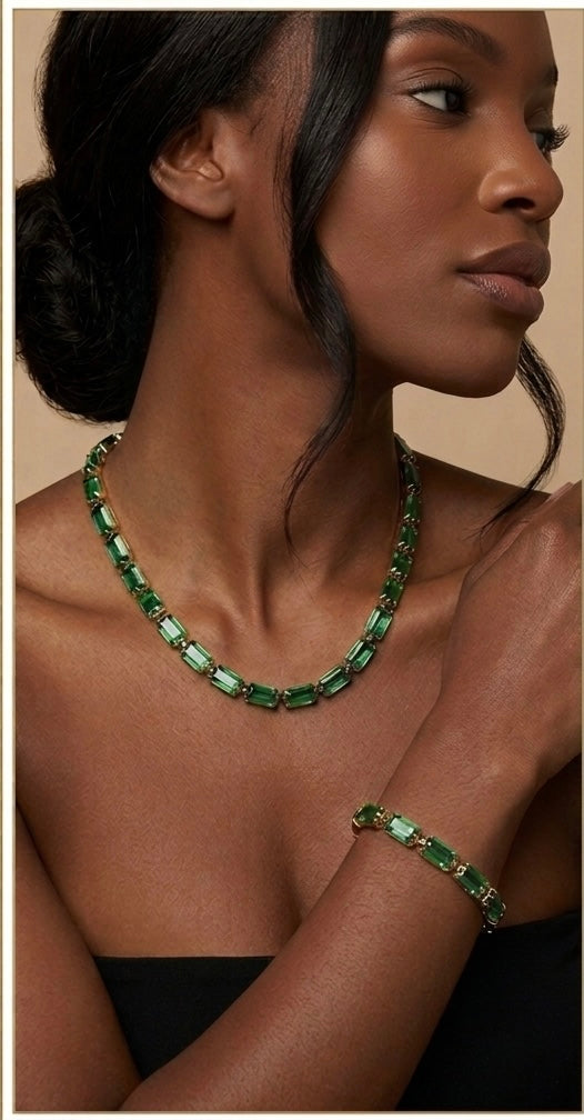 Aura Baguette Necklace and Bracelet set