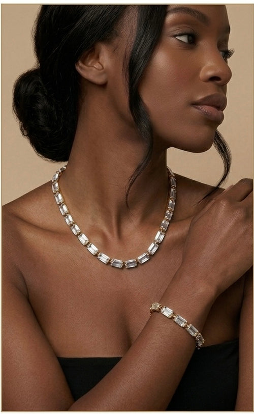 Aura Baguette Necklace and Bracelet set