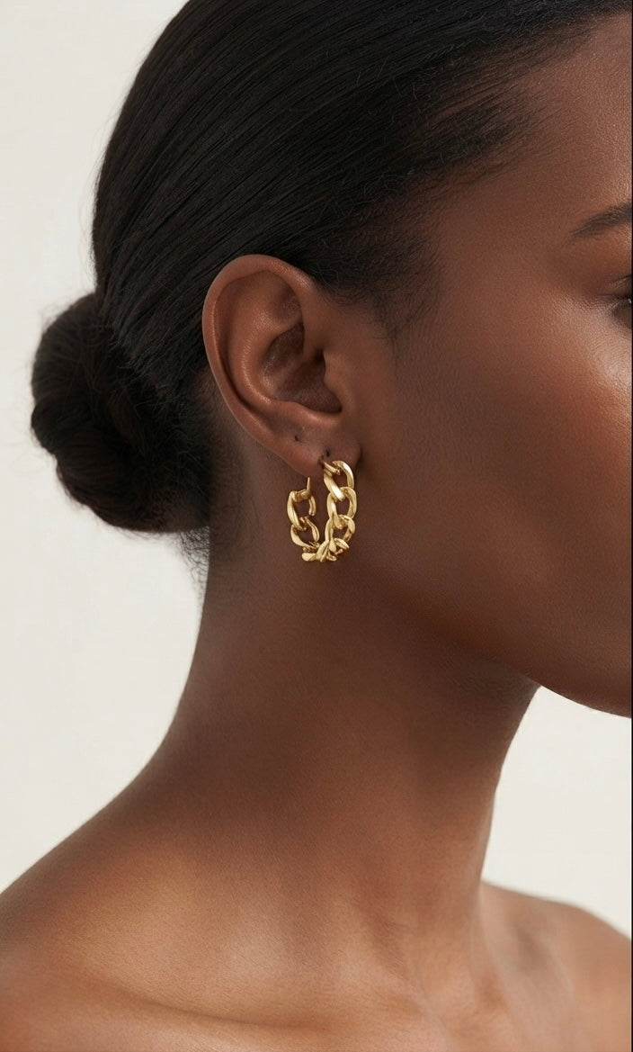 Aria Chunky Chain Hoop Earrings