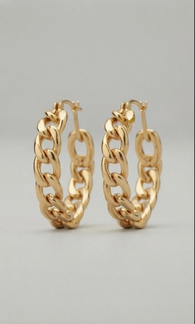 Aria Chunky Chain Hoop Earrings