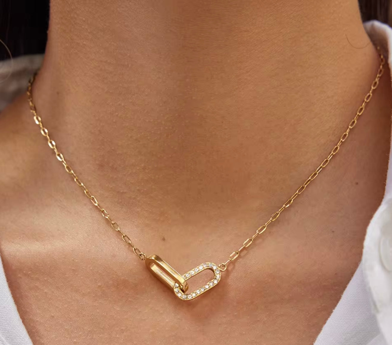 Evelina Gold-Plated Interlocking Link Necklace