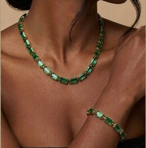 Aura Baguette Necklace and Bracelet set