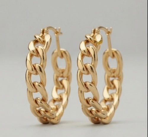 Aria Chunky Chain Hoop Earrings