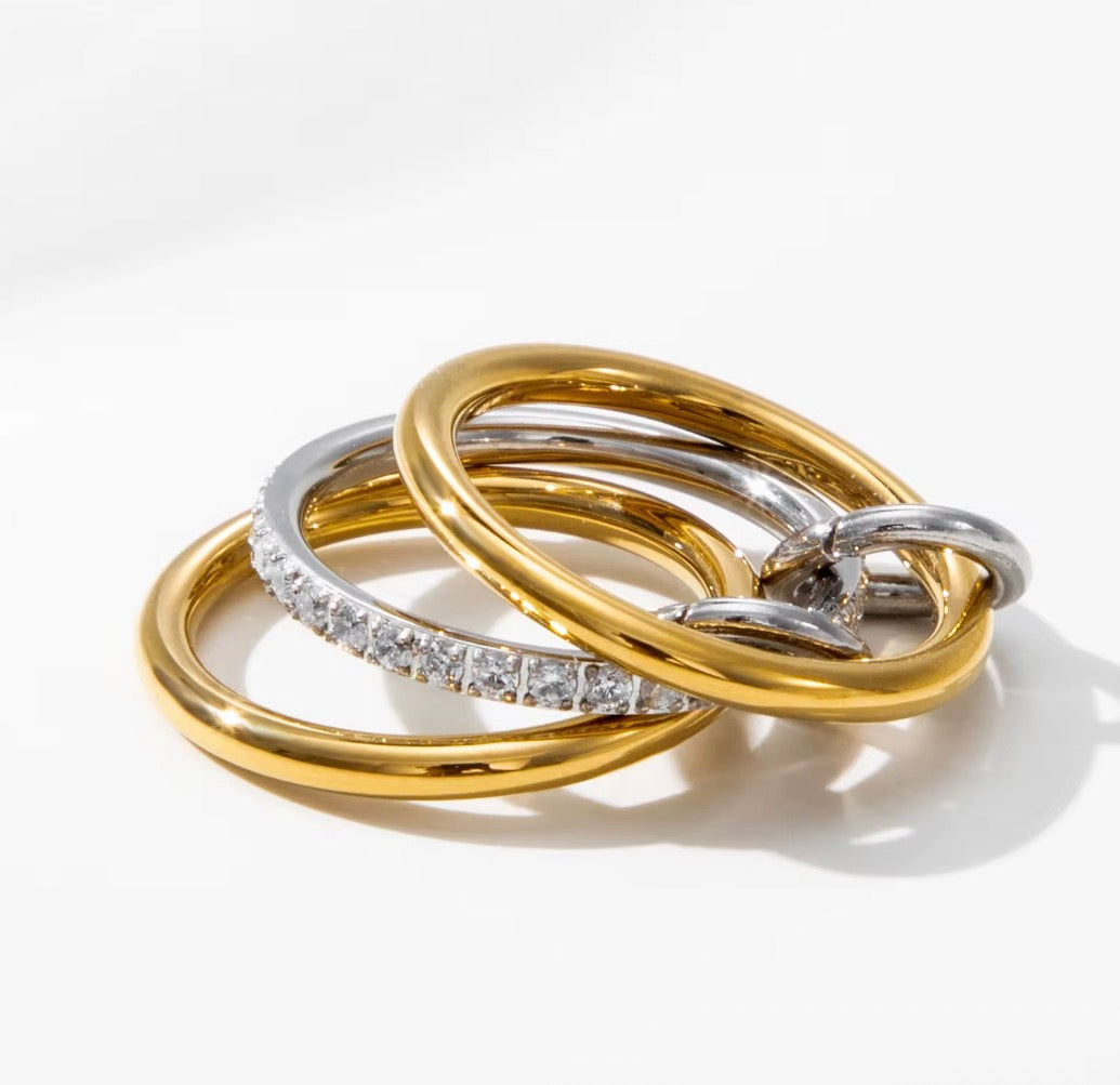 Three-Layer Stacked Zircon Ring